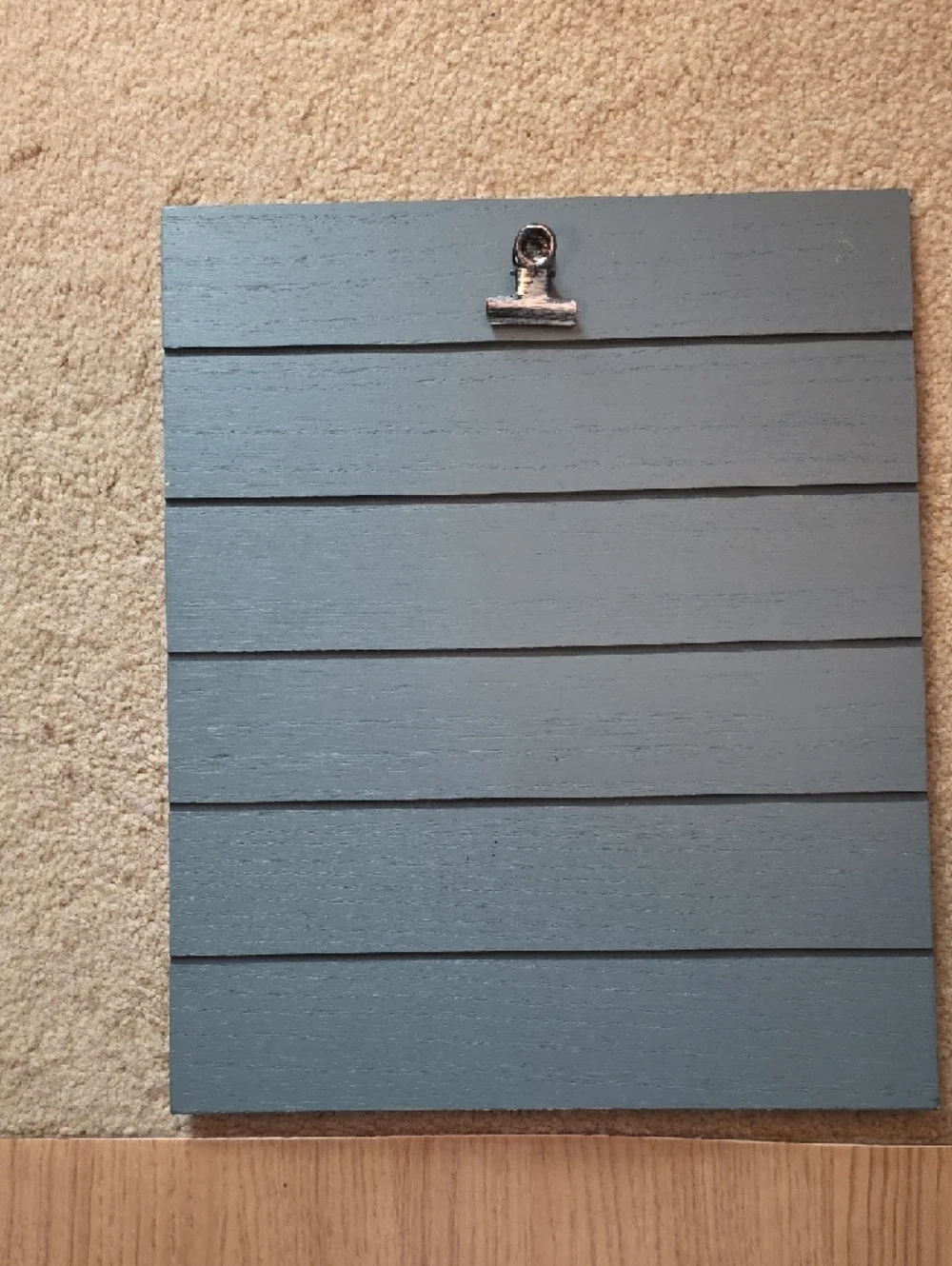 Wood Slat with Metal Clip Slate Gray Display Clipboard Sign